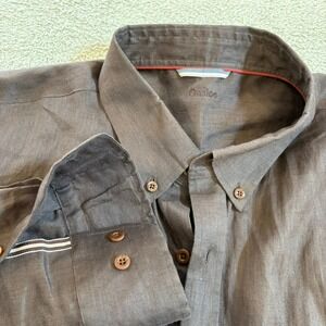Onslöe 100% Linen Button Down Shirt Brown XL Classic Fit Long Sleeve Preppy